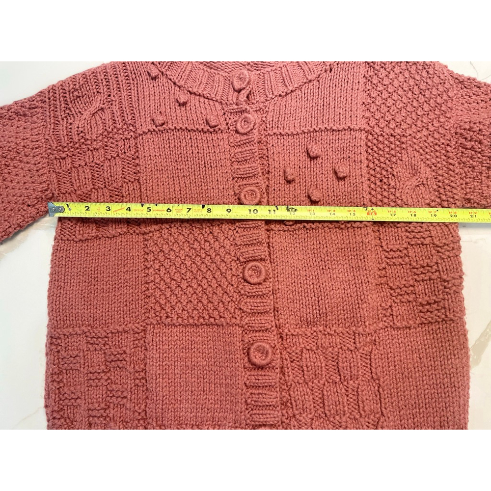 Vintage Hand Knit Chunky Bobble Textured Cardigan Large Cottage Cabin Trad Wife - Picture 5 of 6